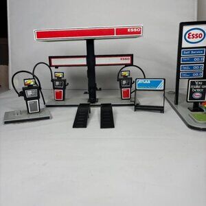 Vintage 1980's Playmobil Esso Gas Station Playset - Incomplete
